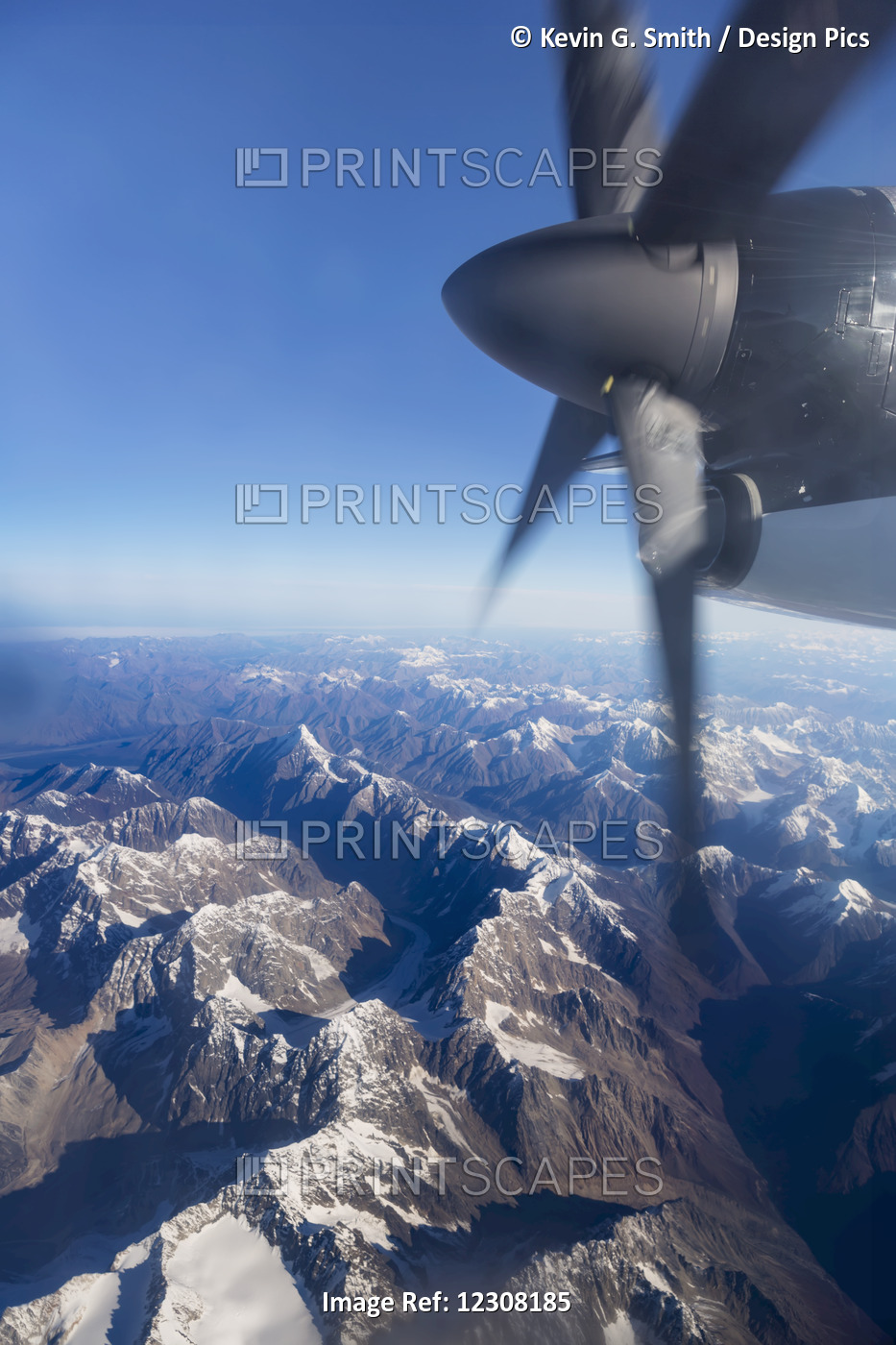 Aerial View Of The Tordillo Mountains From A Propeller Commercial Airplane, ...