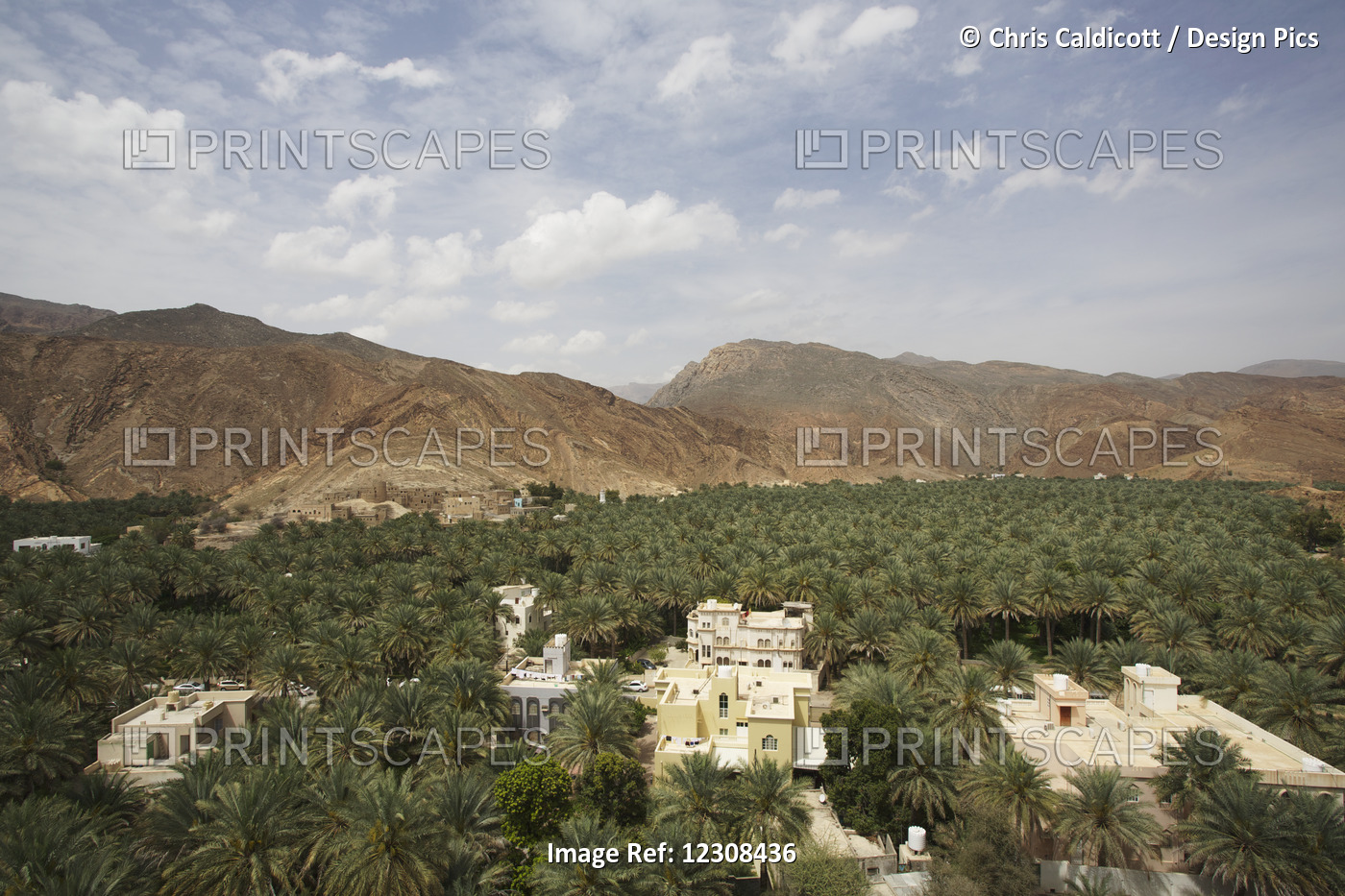 Landscape View Of The Jabal Akbar Mountains With Traditional Village