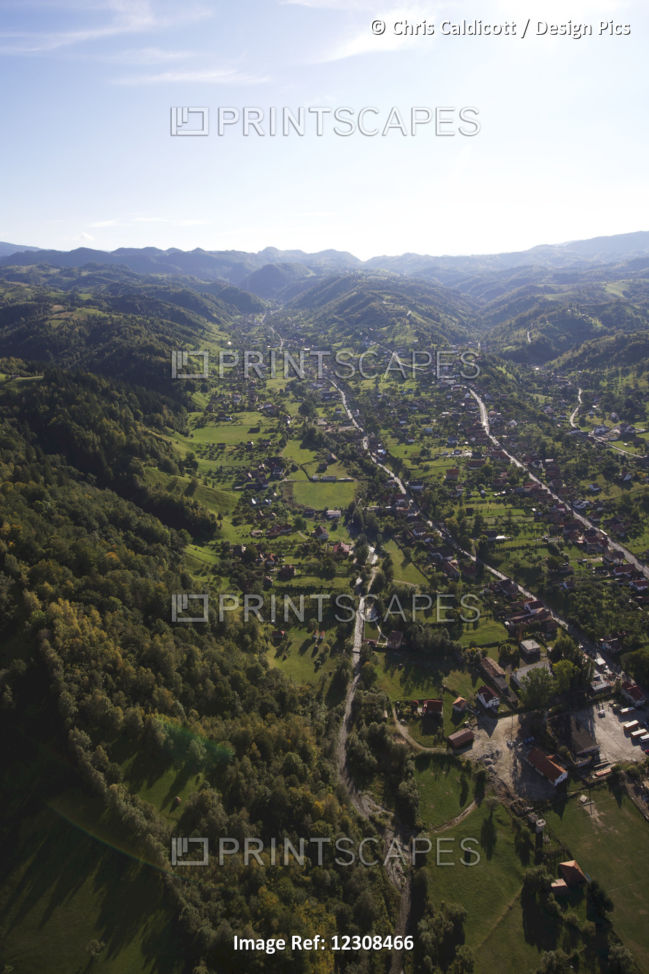 Aerial View Of Rural Landscape Of The Carpathian Mountains