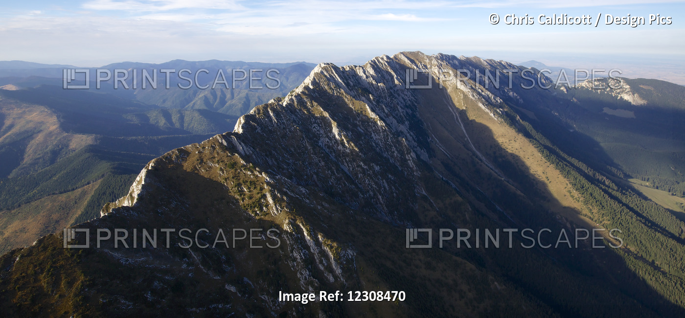 Aerial View Of Rocky High Peaks Of The Carpathian Mountains