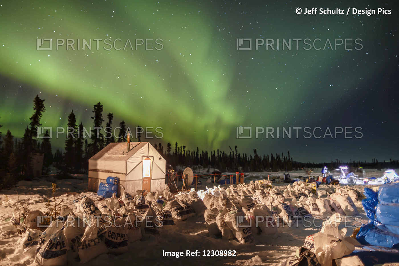 The Northern Lights Light Up The Sky At The Cripple Checkpoint With Dog Food ...