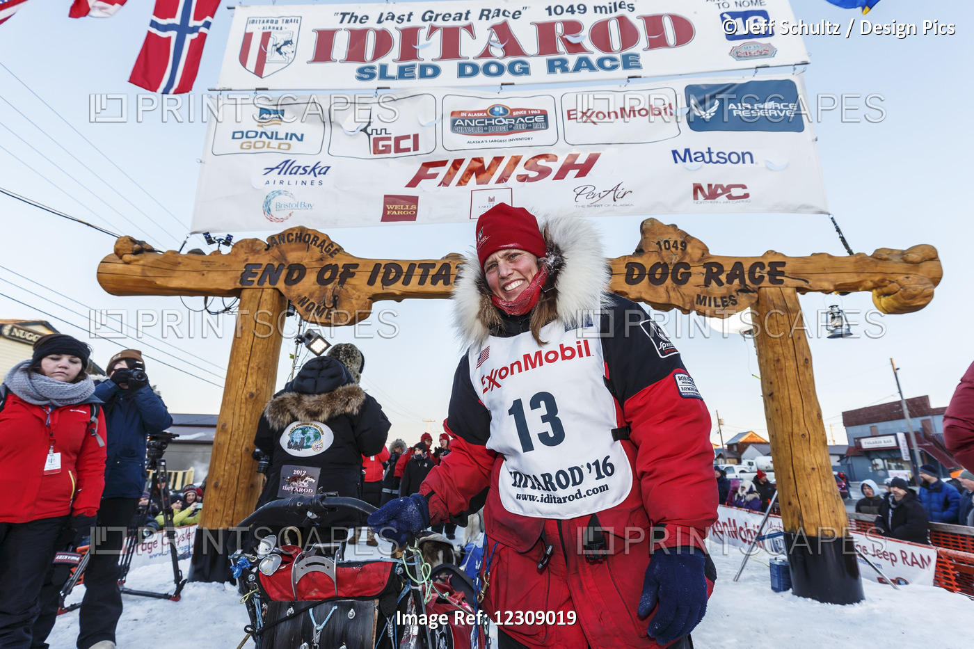 Aliy Zirkle With Her Sled At The Finish Line In Nome For A Third Place Finish ...
