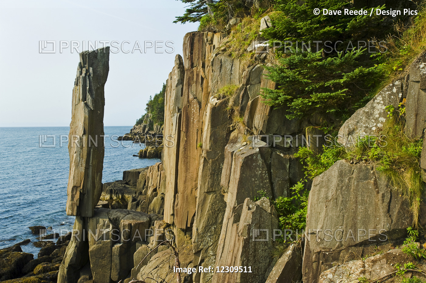 Balancing Rock, Basalt Rock Cliffs, Bay Of Fundy; Long Island, Nova Scotia, ...