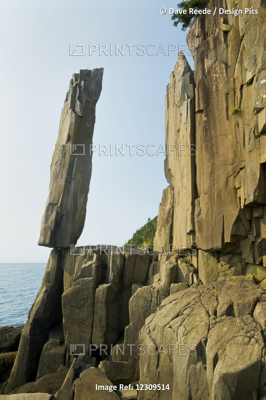 Balancing Rock, Basalt Rock Cliffs, Bay Of Fundy; Long Island, Nova Scotia, ...