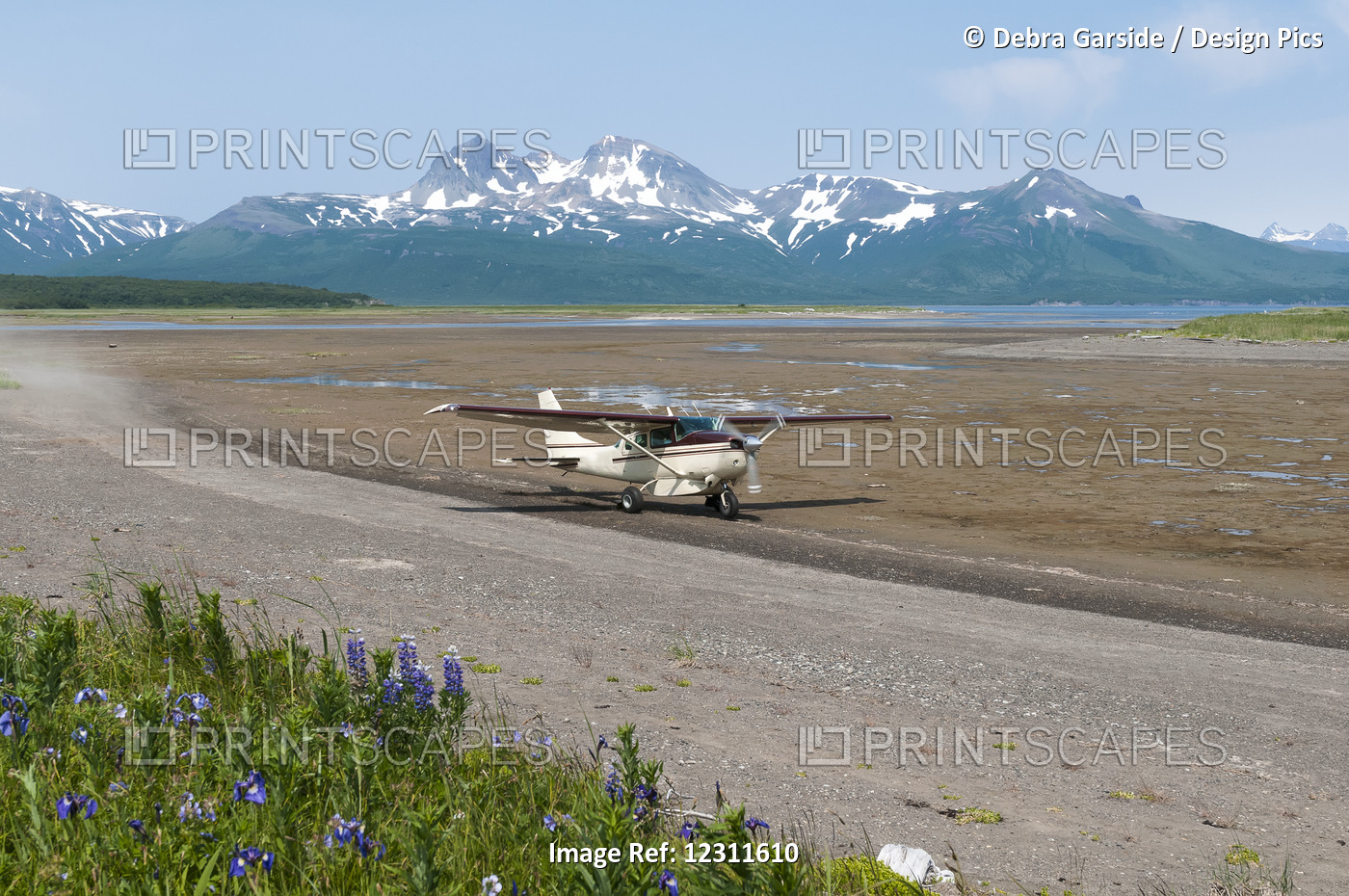 Bush Plane On The Beach At Hallo Bay, Katmai National Park, Southwest Alaska, ...