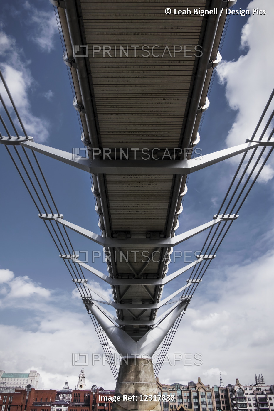 A Low Angle View Underneath The Millennium Bridge From The River Thames Bank In ...