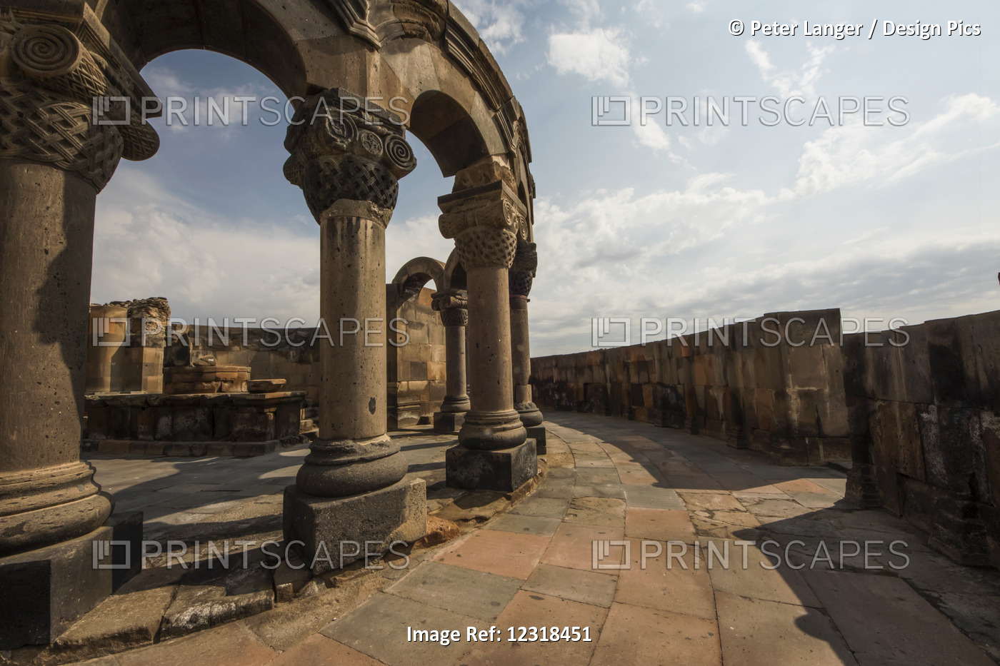 Reconstructed Arches And Columns Of Zvartnots Cathedral; Armavir Province, ...