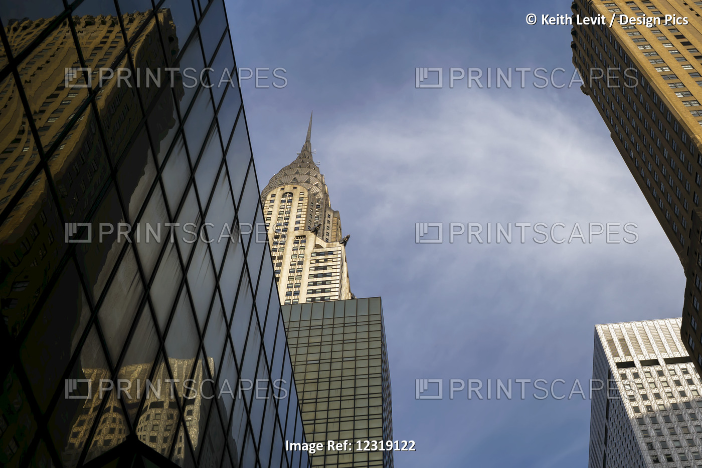 Chrysler Building And Other Skyscrapers Against A Blue Sky With Cloud; New York ...