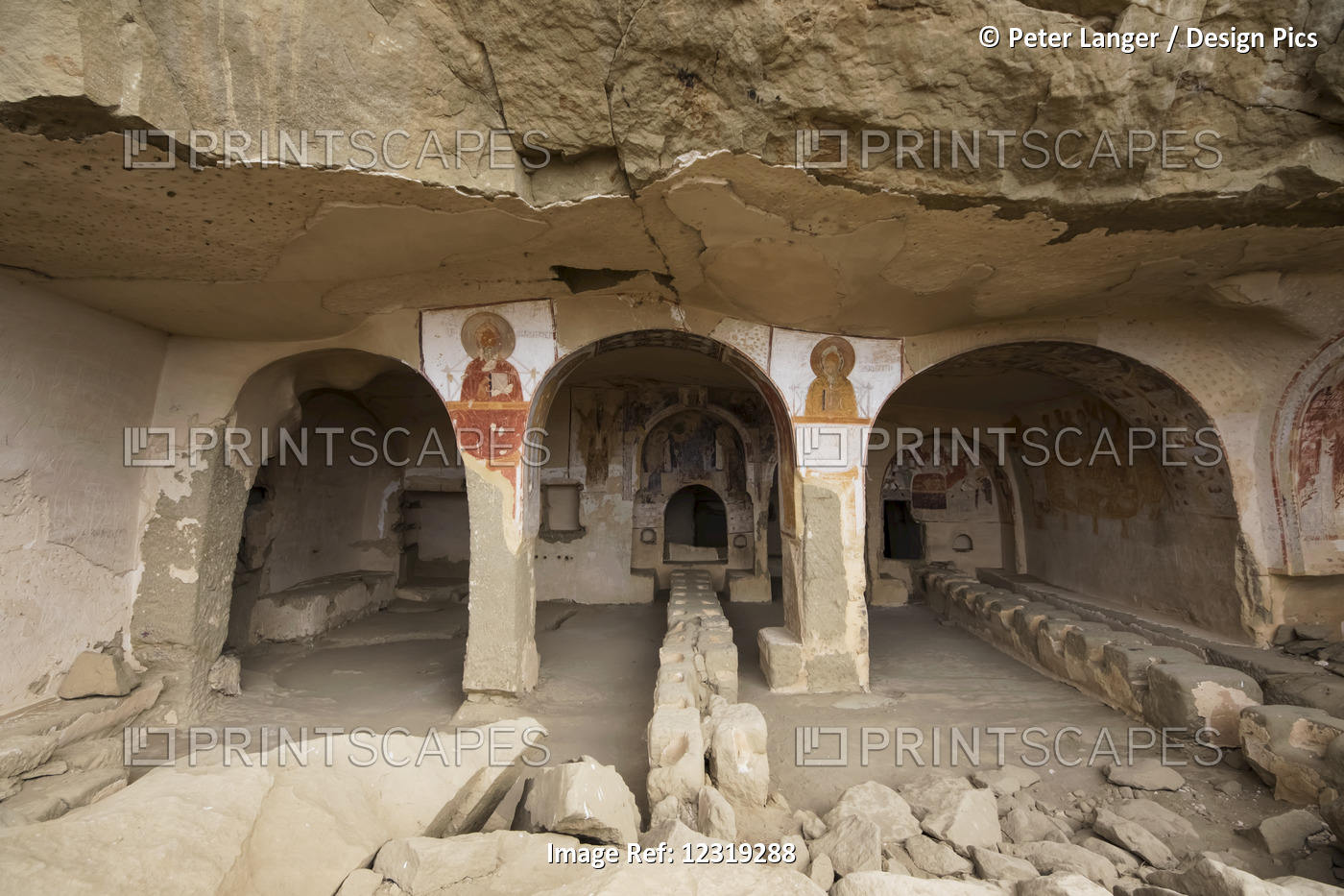 Medieval Frescoes In The Refectory Of The David Gareja Monastery Complex; ...