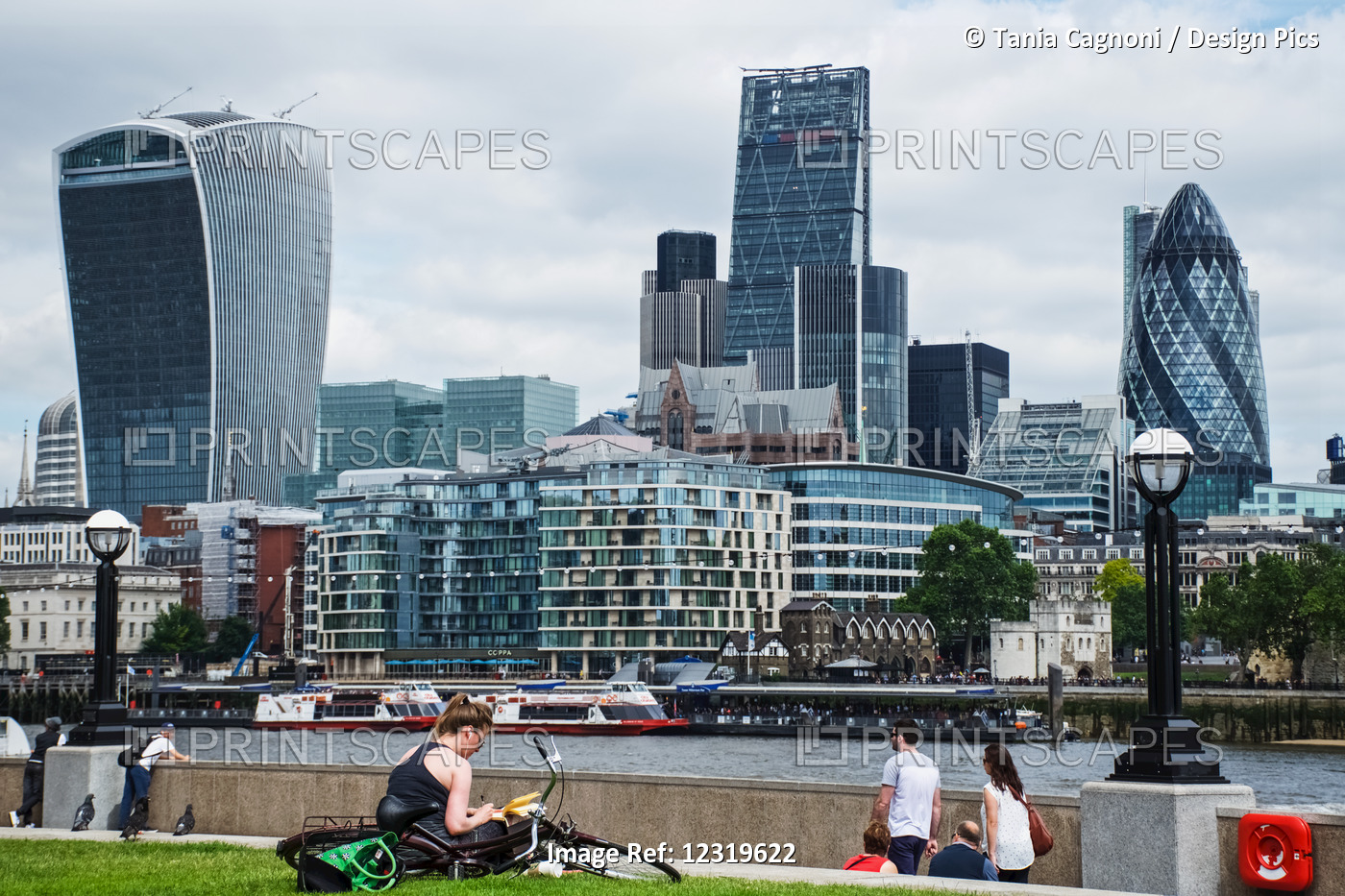 View Across The River Thames To The City Of London (Showing The Gherkin And ...