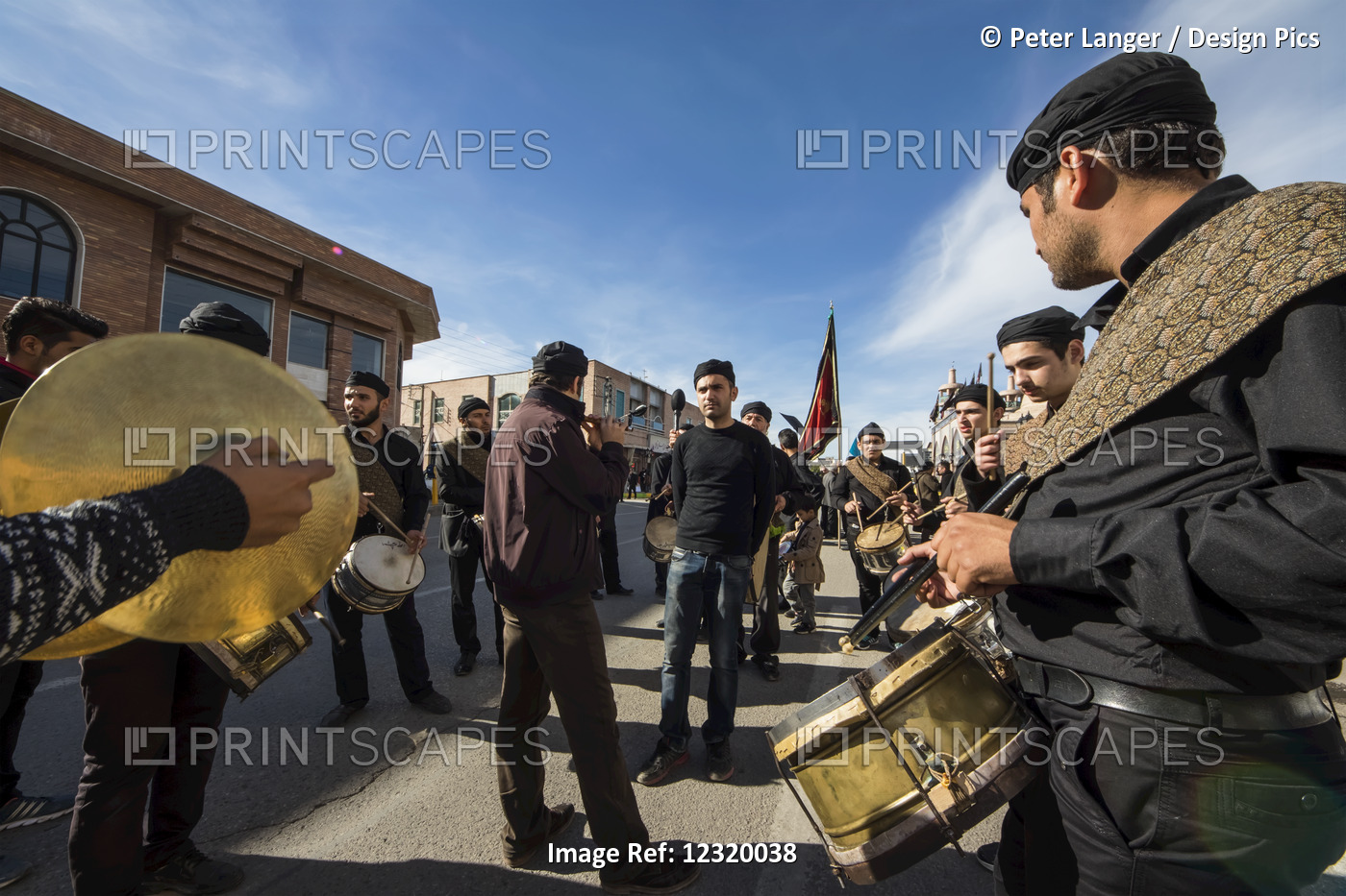 Musicians In A Procession On The Day Of Ashura Commemoration; Ardabil, Iran