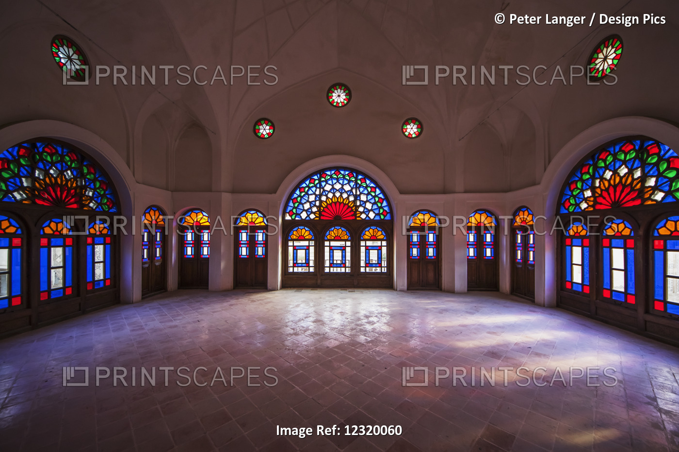 Stained Glass Windows In The Winter Section Of Tabatabaei Historical House; ...