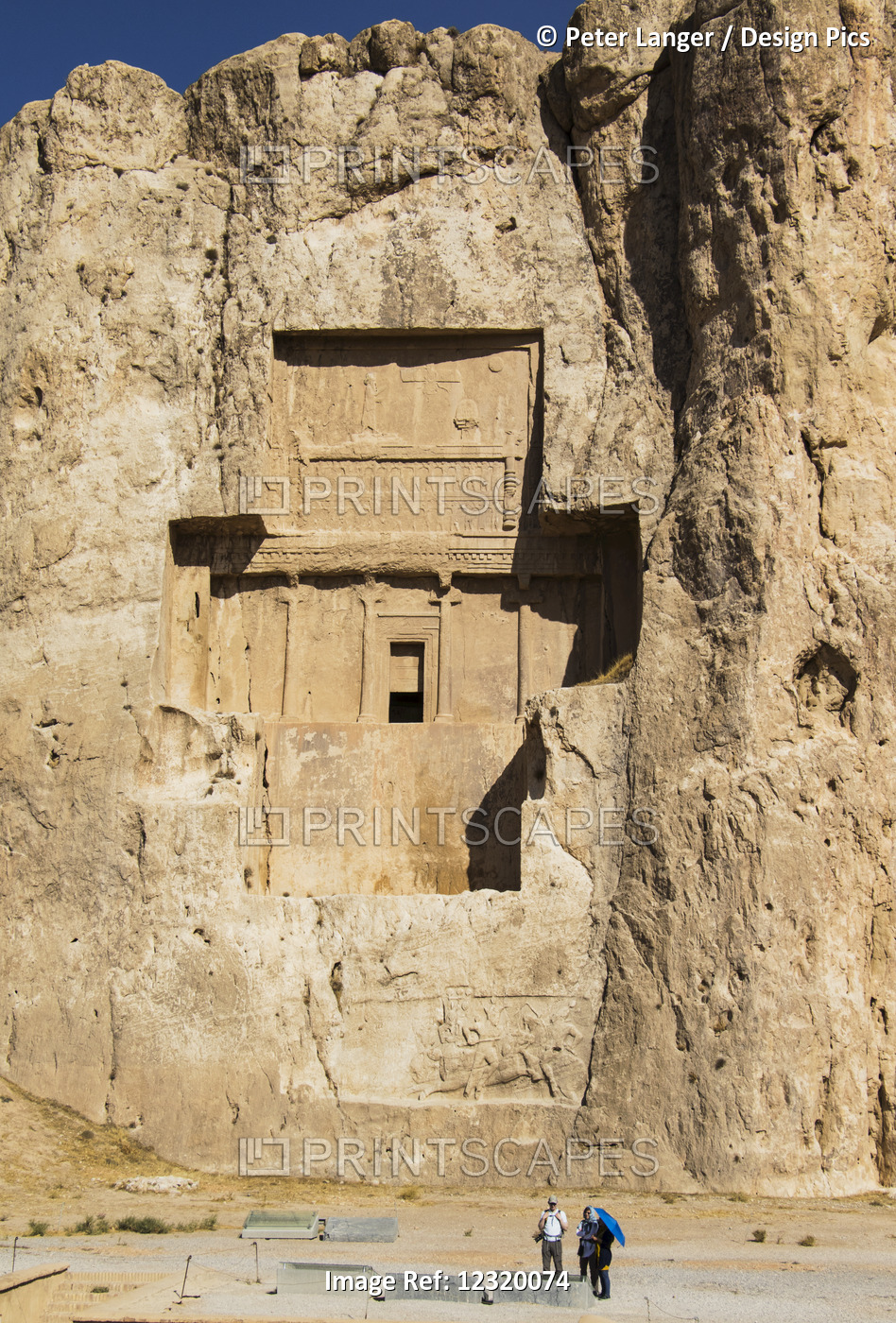 Tomb Of Darius Ii And Bas-Relief Depicting Bahram Ii On Horseback Fighting An ...