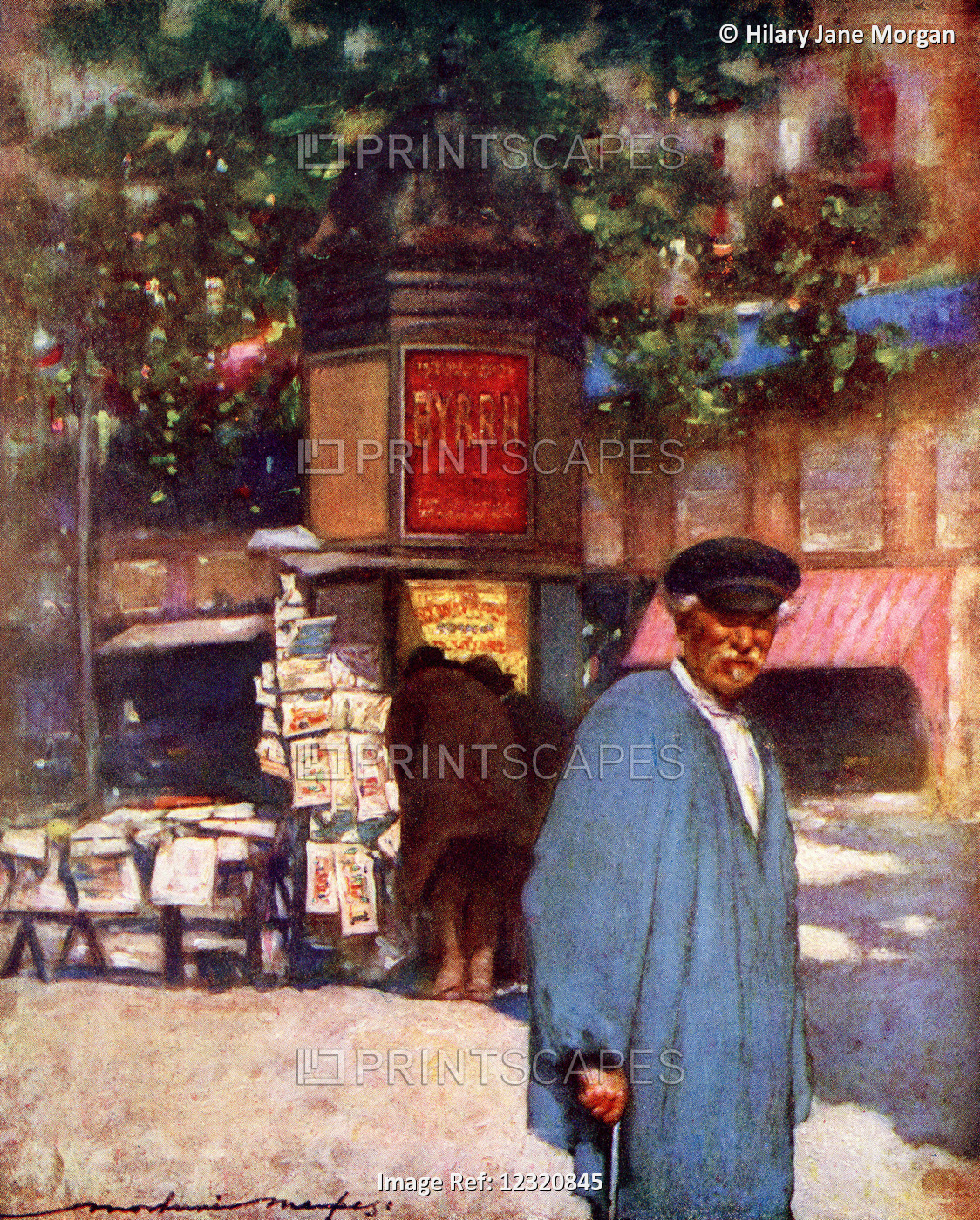 The Kiosk On The Boulevard, Paris. Colour Illustration From The Book France By ...