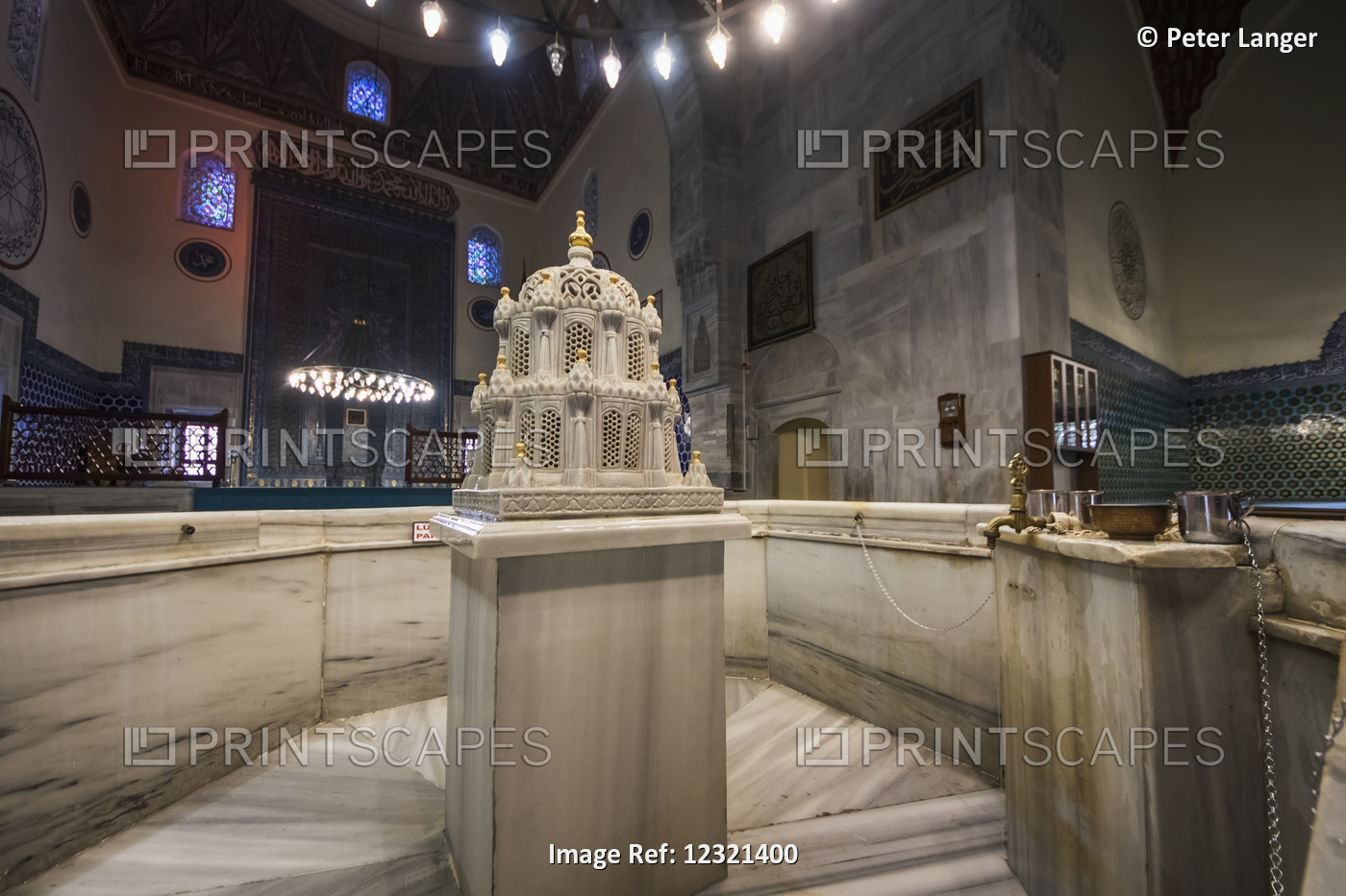 Marble Ablution Fountain In The Interior Of Yesil Mosque (Green Mosque), Also ...