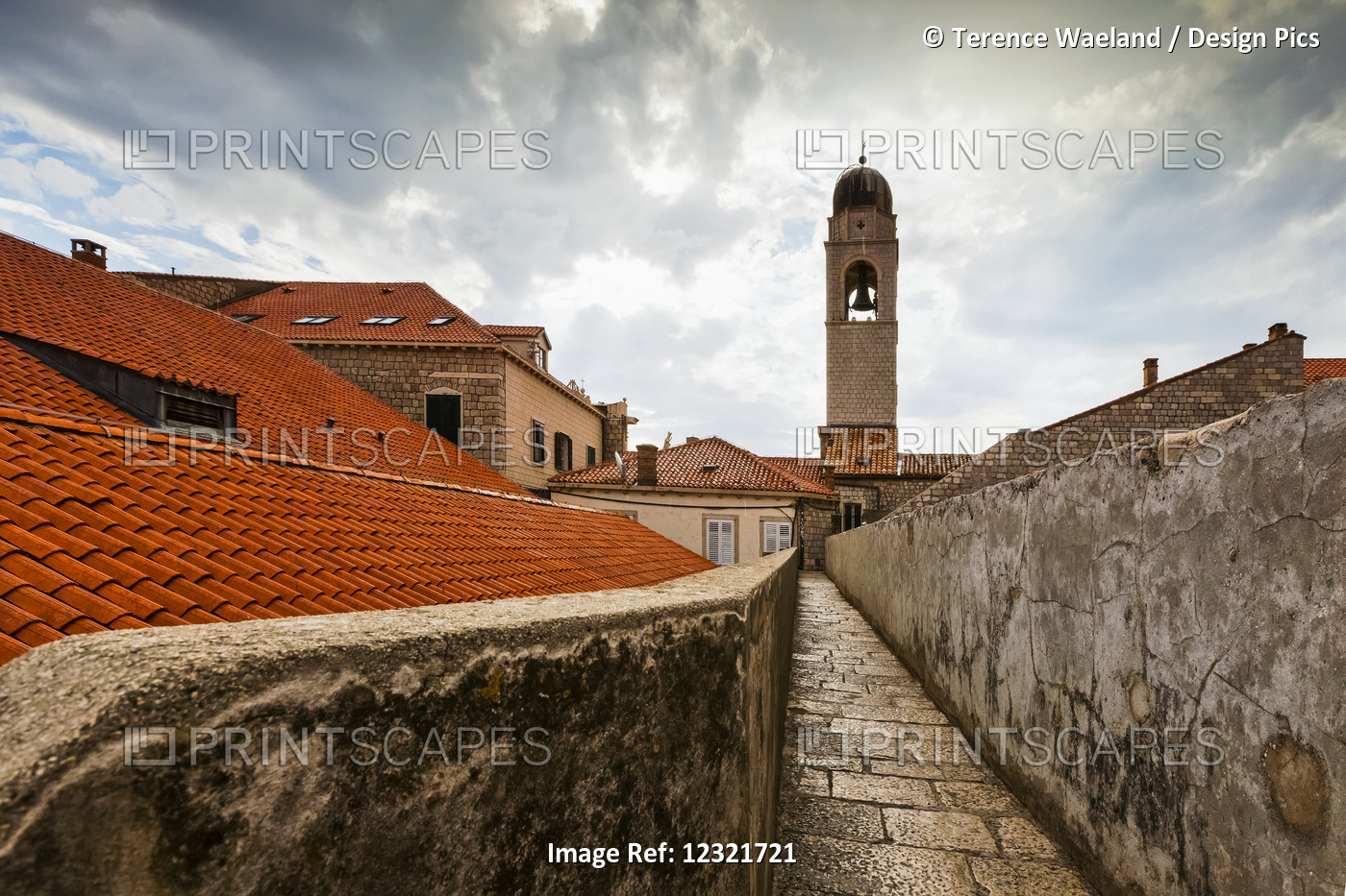 City Walls And Tower Of The Franciscan Monastery; Dubrovnik, Croatia