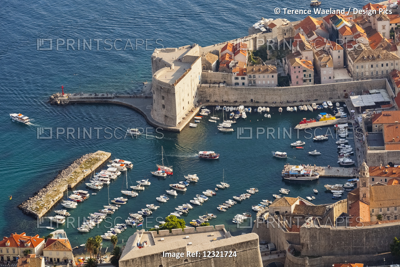 View Of Port And Rooftops; Dubrovnik, Croatia