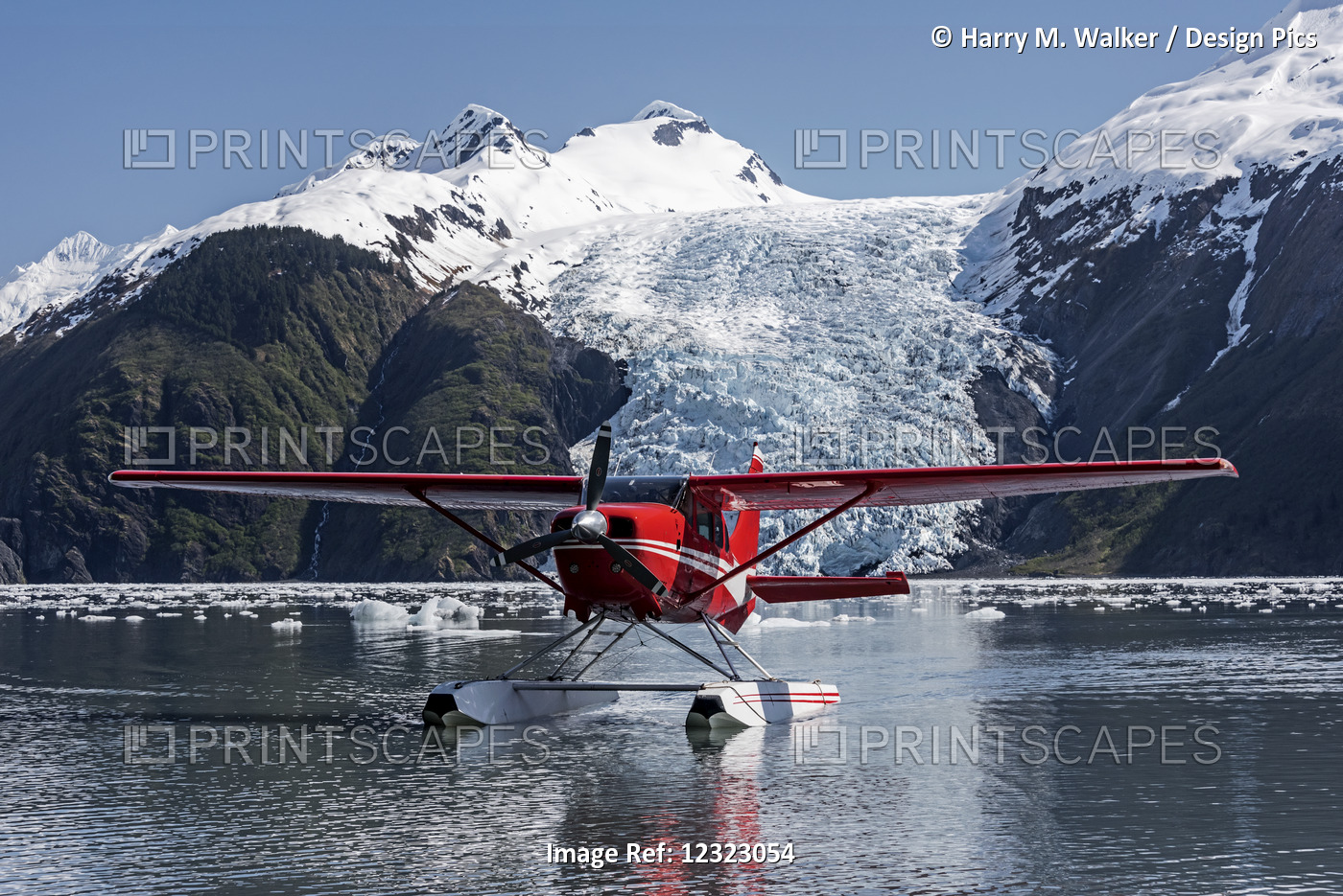 Cessna 206 Floatplane; Coxe Glacier In Barry Arm Of Prince William Sound; ...