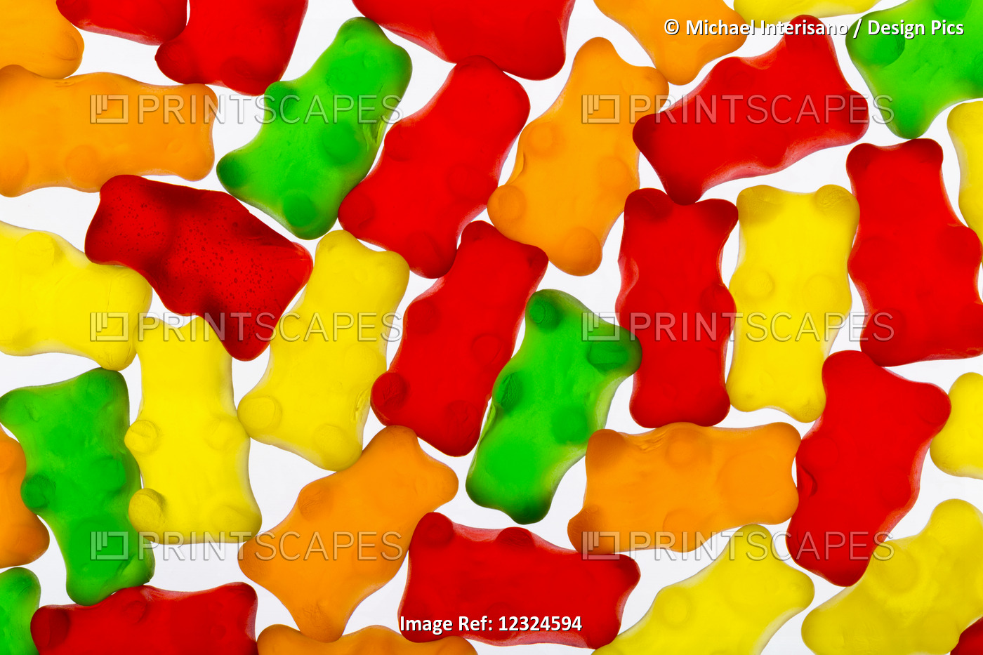 Colourful Candied Gummy Bears Backlit; Calgary, Alberta, Canada