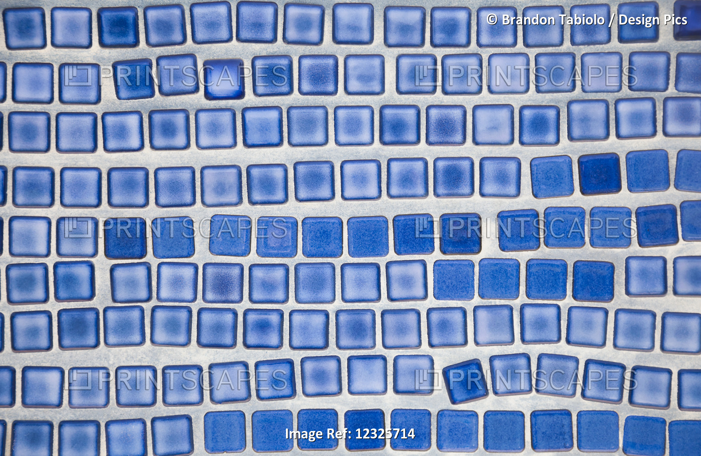 Close-Up Of Blue Mosaic Tiles; Honolulu, Oahu, Hawaii, United States Of America