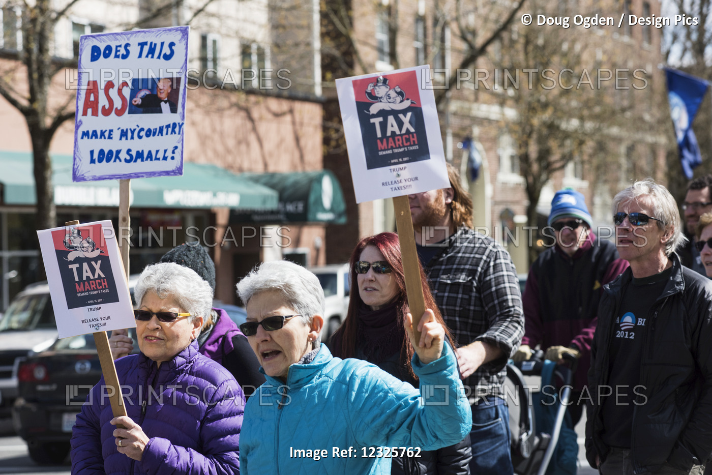 Protesters Walking On Tax Day 2017 Protest March; Olympia, Washington, United ...
