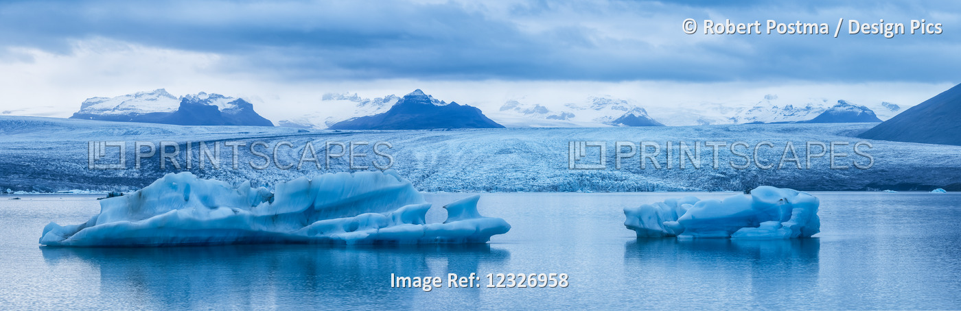 Large Icebergs In Jokulsarlon, A Glacial Lagoon Along Iceland's South Coast; ...