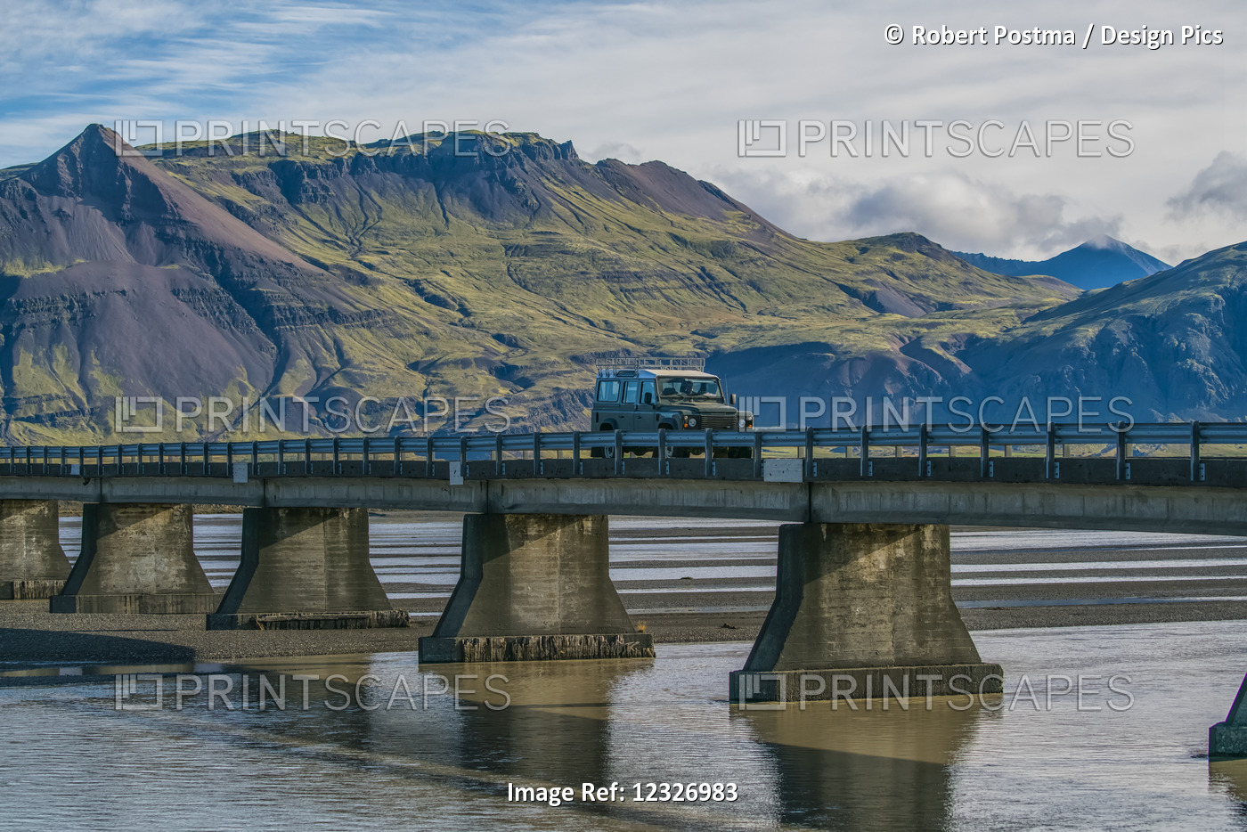 Vehicle Driving Over A Bridge Along The South Coast Of Iceland; Iceland