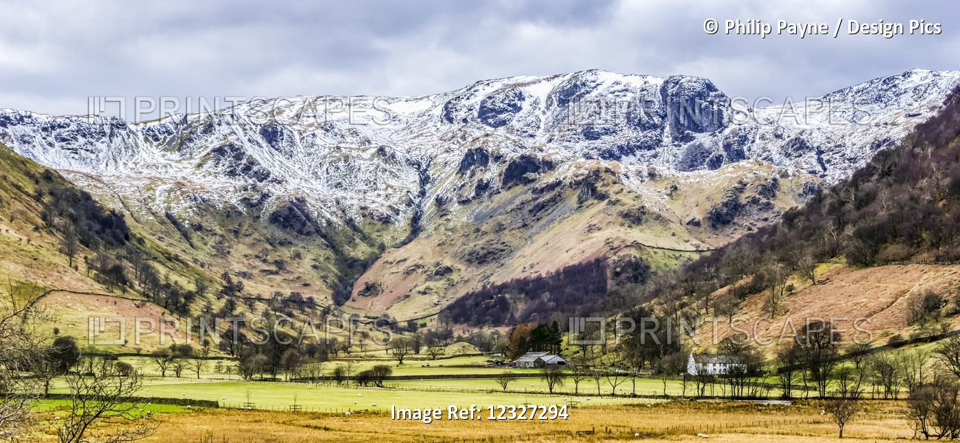 High Hartsop Dodd In The English Lake District With A Covering Of Snow; ...
