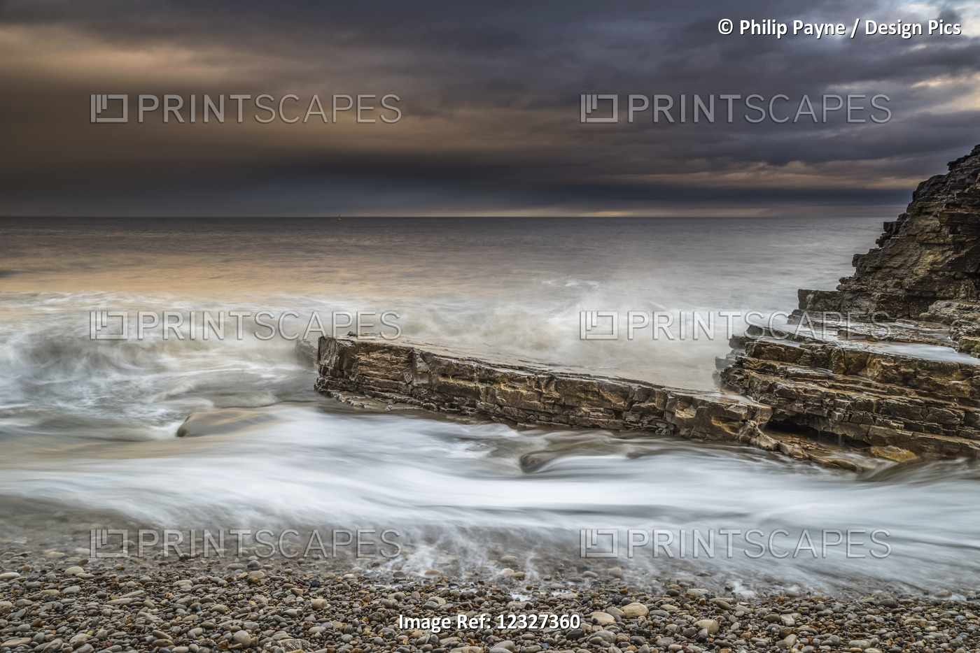 Late Afternoon Winter Seascape In North East England; South Tyneside, Tyne And ...