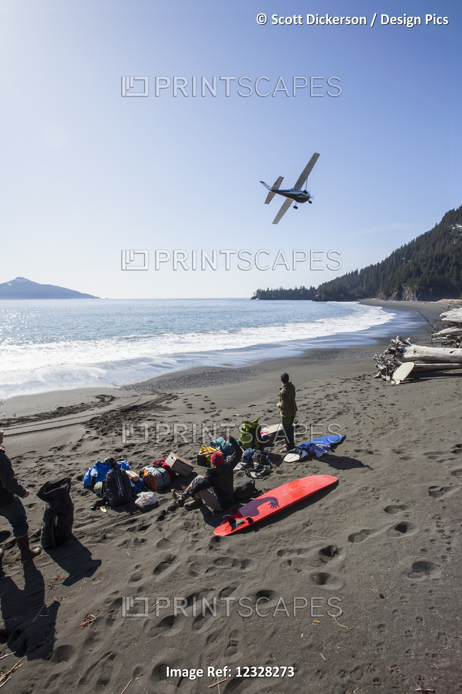 Cessna 206 Taking Off After Having Dropped Off Surfers And Gear, Kenai ...