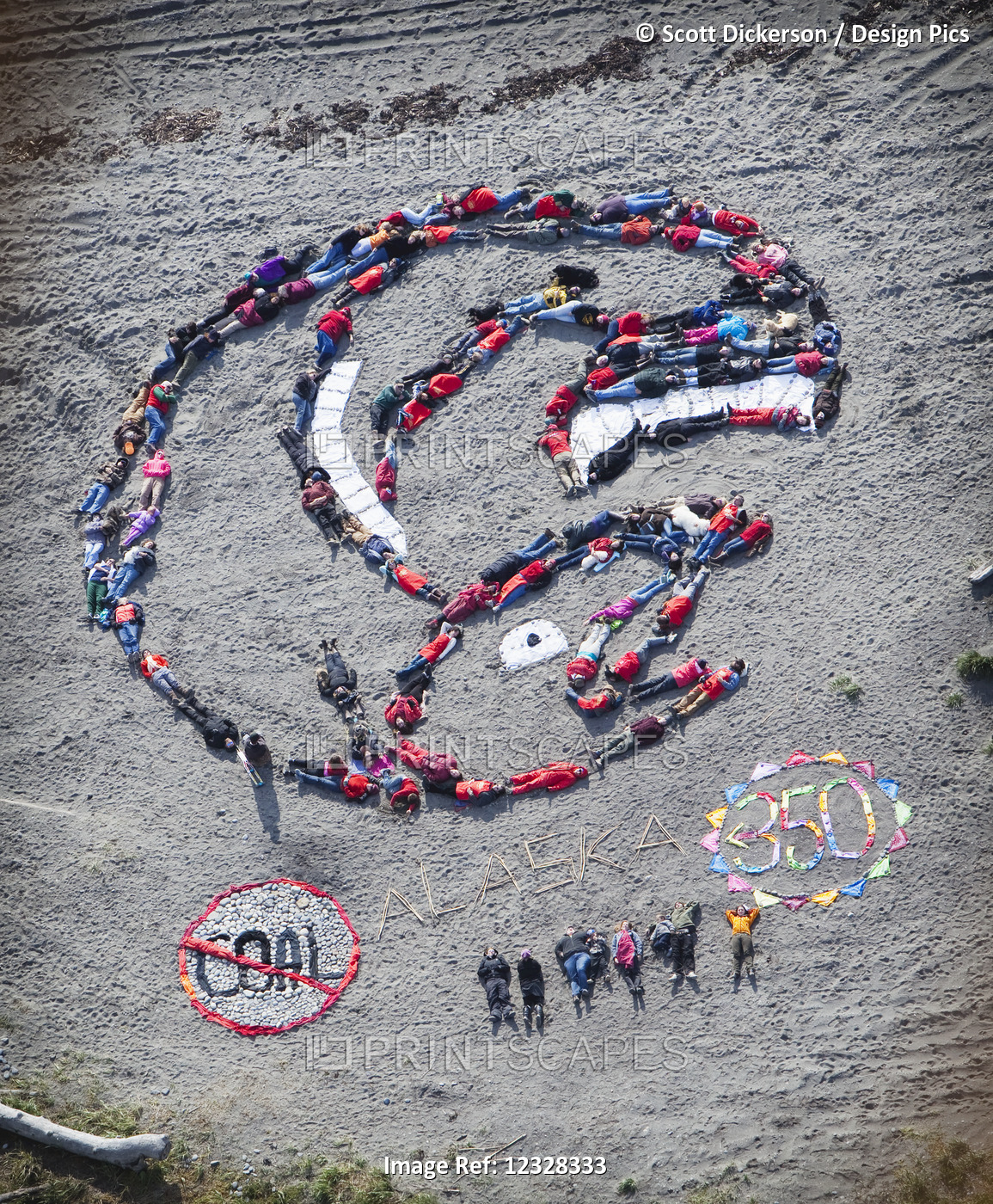 Aerial View Of A Anti-Coal Demonstration, Homer, Southcentral Alaska, USA