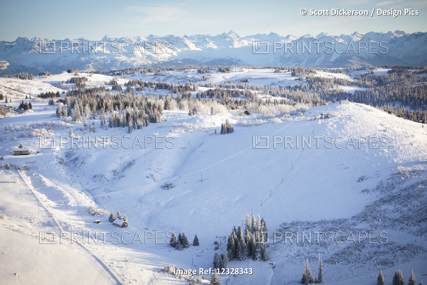 Aerial View Of Ohlson Mountain Rope Tow Ski Area, Homer, Southcentral Alaska, ...