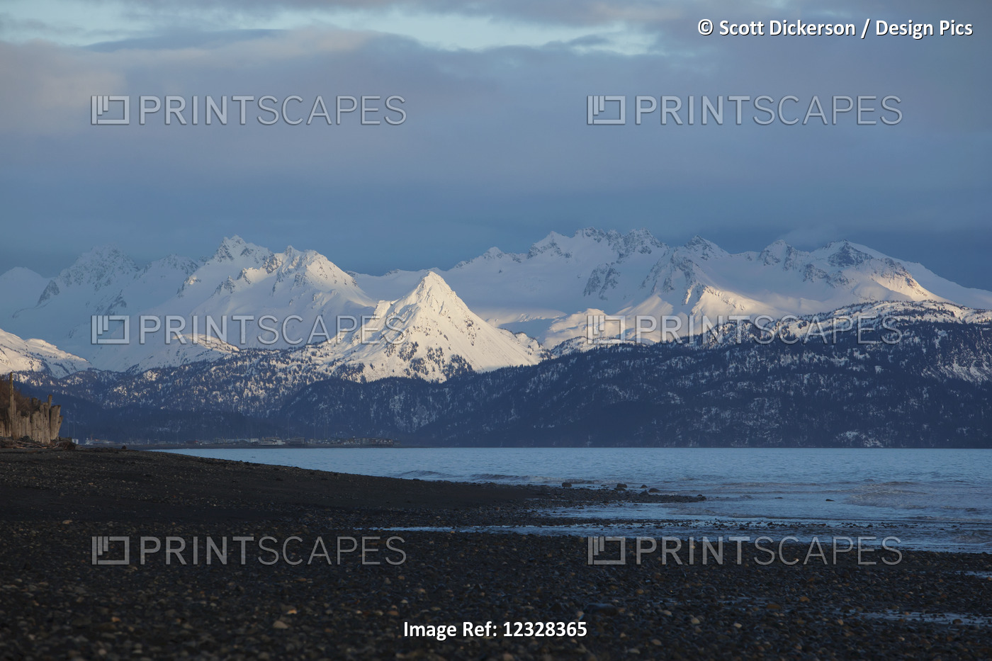 Scenic View Of Kenai Mountains And Kachemak Bay From The Homer Spit, ...