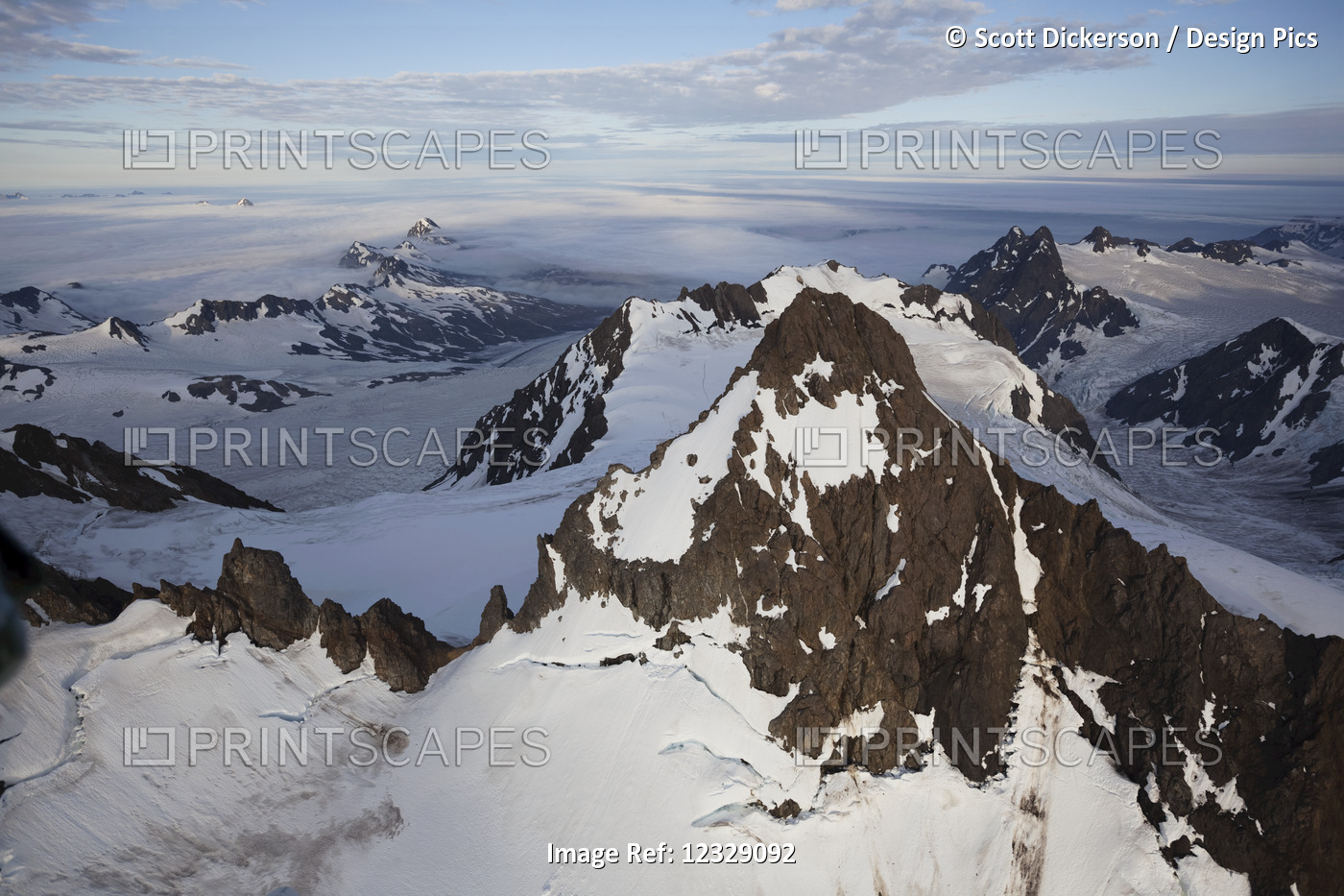 The Rugged Kenai Mountains With Snow In Kachemak Bay State Park; Alaska, United ...