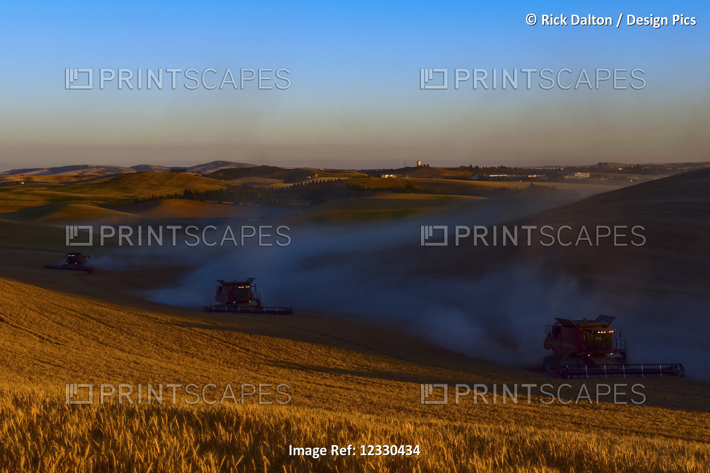 Harvesting Grain In The Palouse Region Of Eastern Washington; Washington, ...