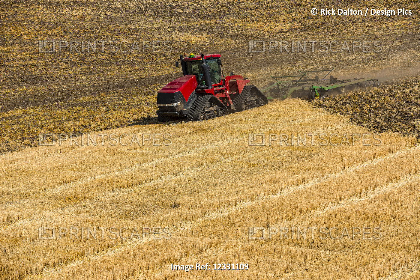 Quadtrac Tractor Discing A Field Of Wheat Stubble In The Palouse Region Of ...
