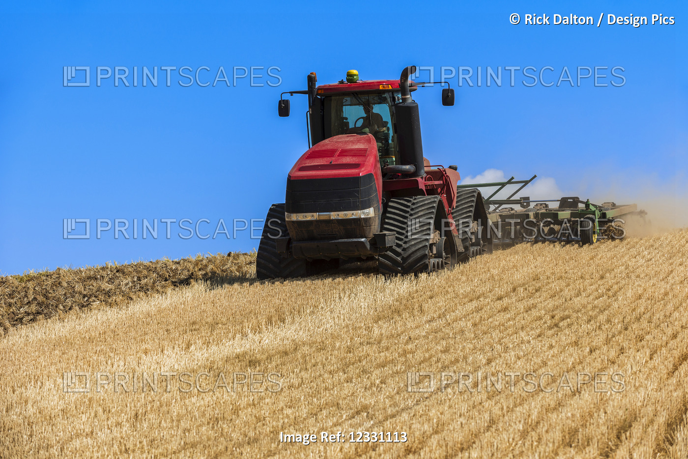 Quadtrac Tractor Discing A Field Of Wheat Stubble In The Palouse Region Of ...