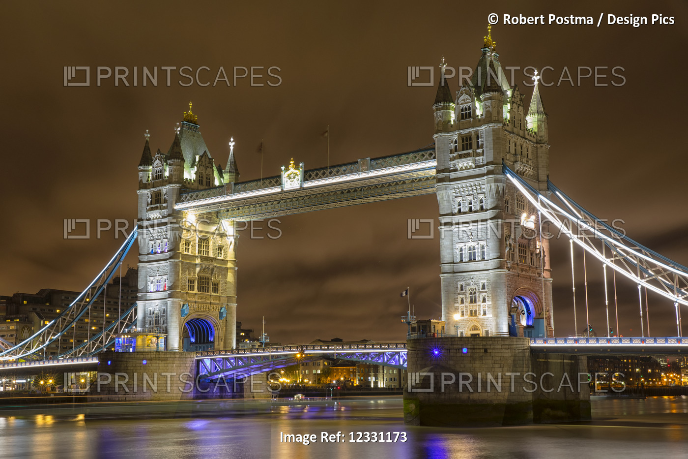 Tower Bridge At Night; London, England