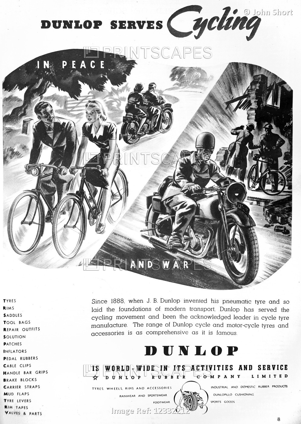 The Illustrated London News 1941. Dunlop Rubber Company advertisement