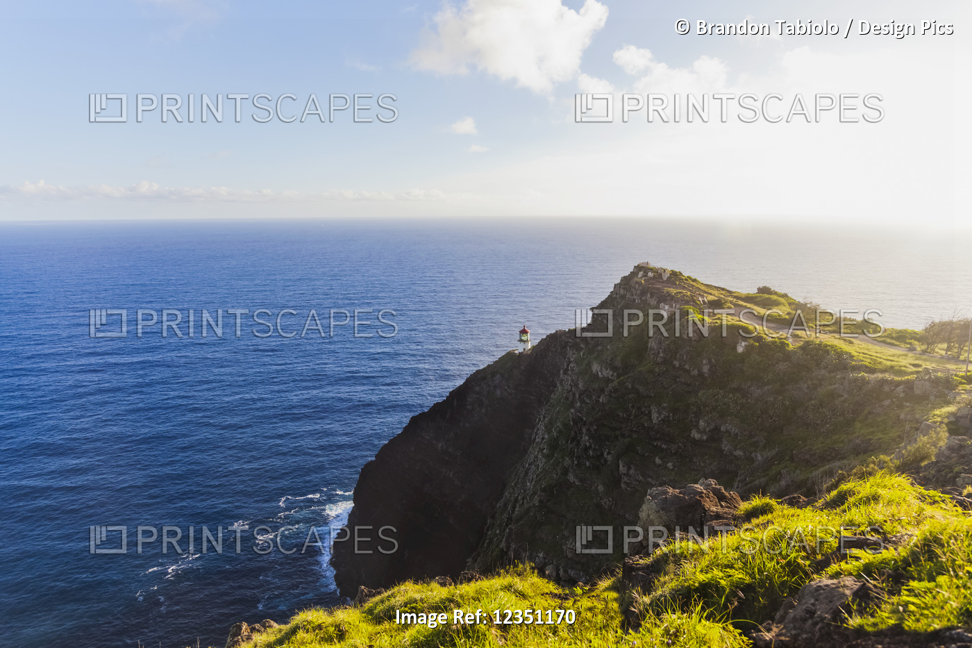 View of the Makapuu Lighthouse from the top of the Makapu'u Lighthouse Trail, ...