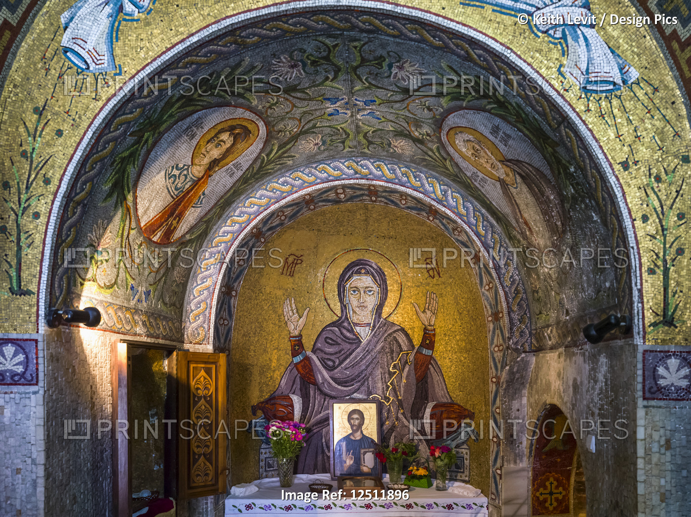 Colourful artwork in Saint Petka's Chapel located in the Belgrade Fortress; ...