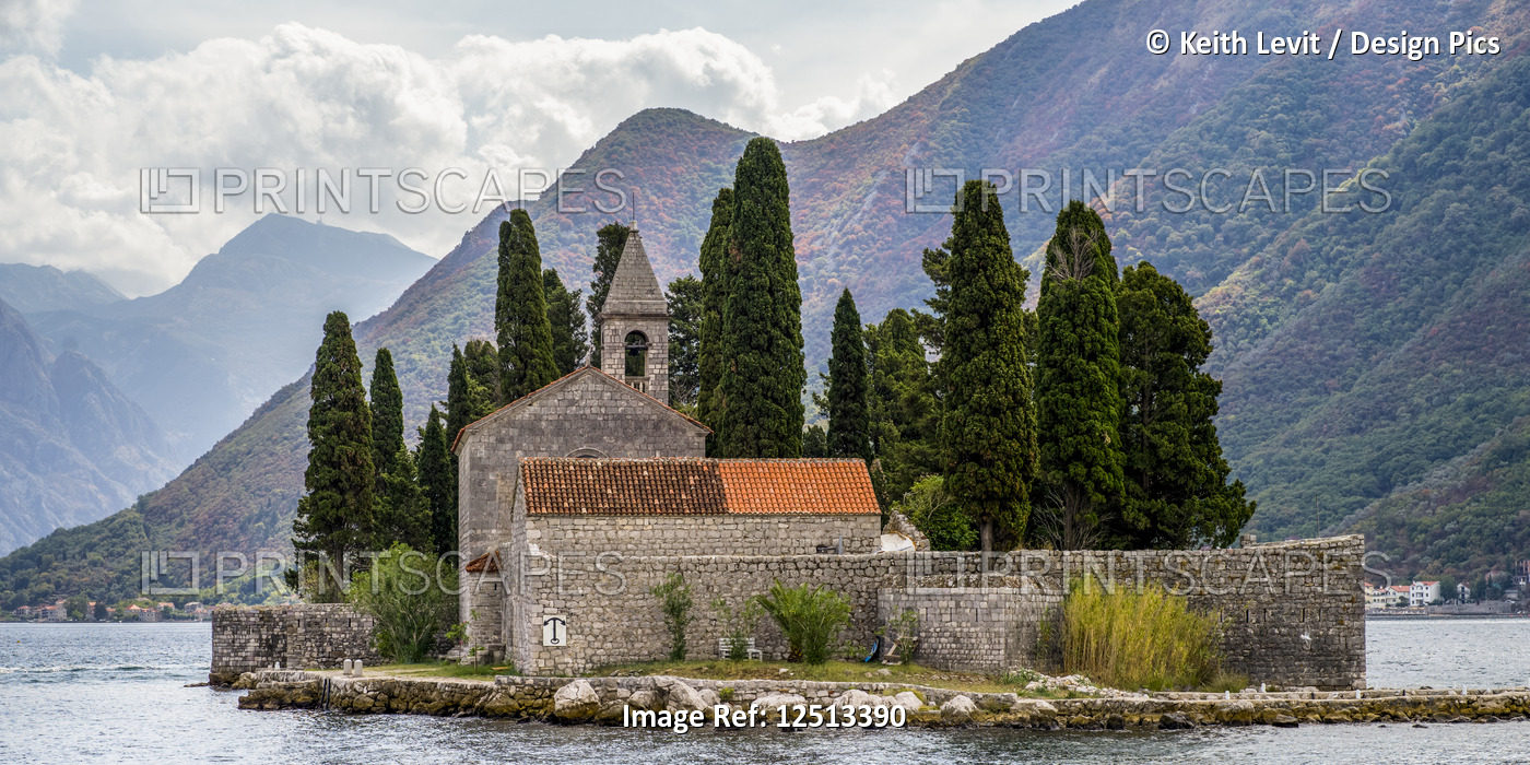 Benedictine Monastery in Perast, Bay of Kotor; Perast, Kotor Municipality, ...