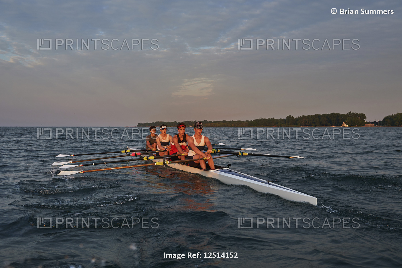 Hanlan Boat Club Junior men at morning practice in Lake Ontario; Toronto, ...