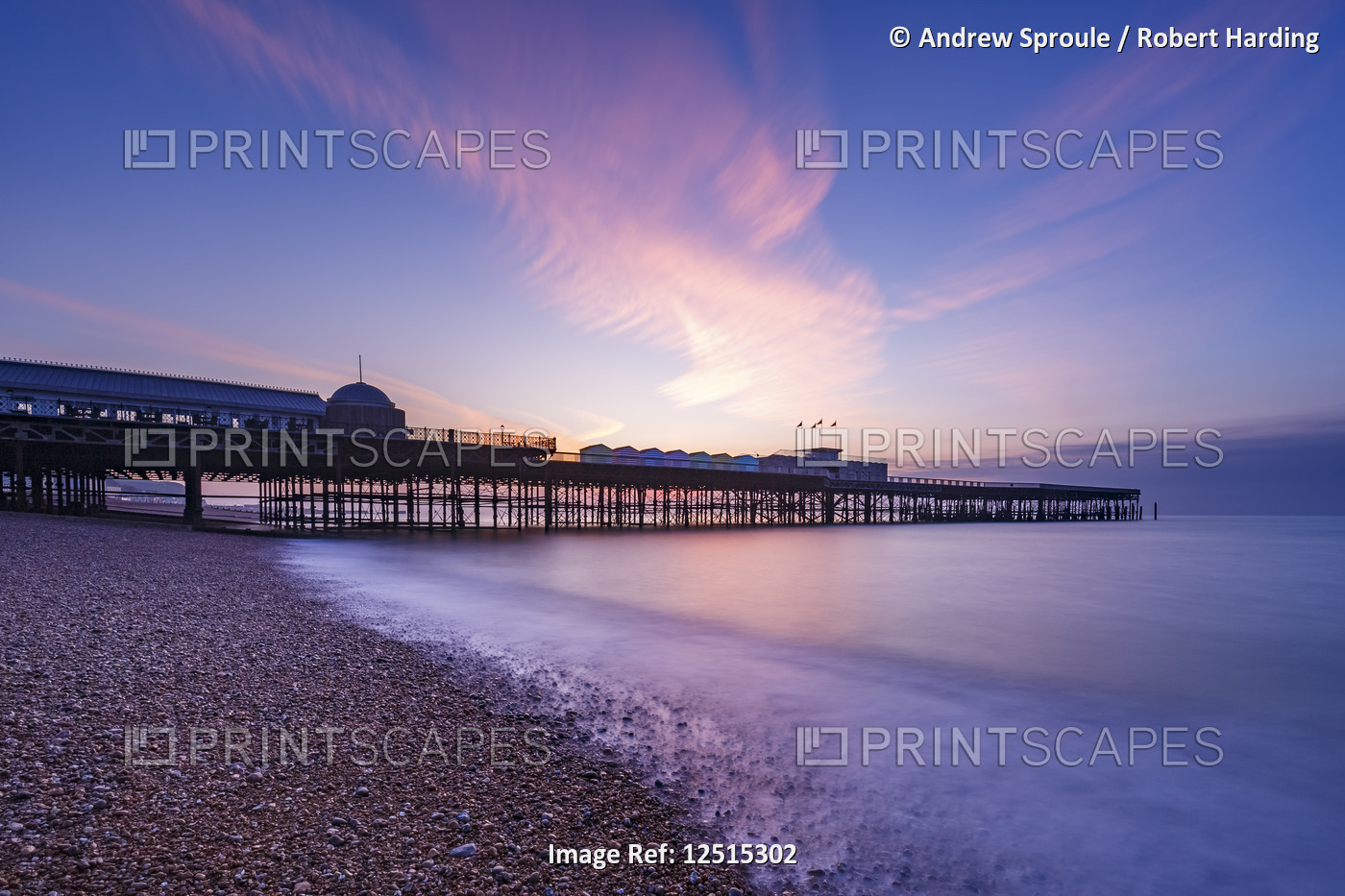 The pier at Hastings at dawn, East Sussex, England, United Kingdom, Europe