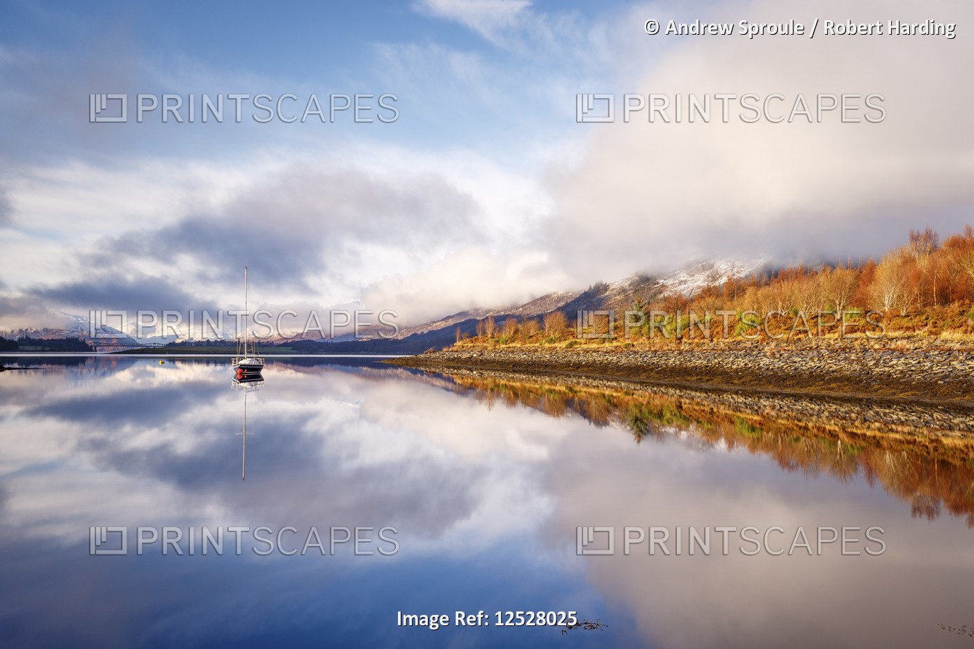 The still waters of Loch Leven near Ballachulish on a winter's morning, Glencoe, Highlands, Scotland