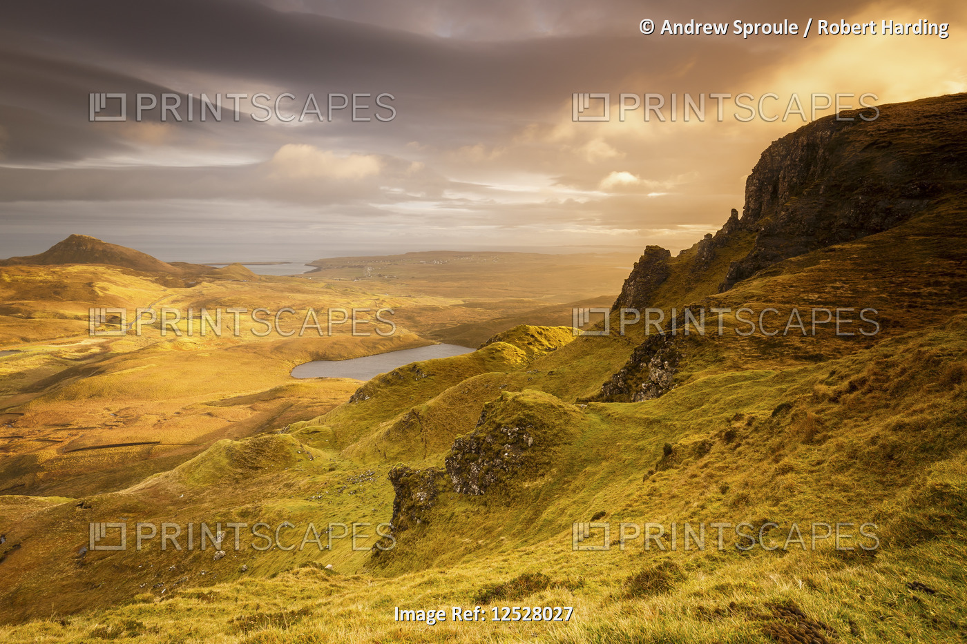 The Trotternish Range towards Staffin from the Quiraing on the Isle of Skye, Inner Hebrides, Scotlan