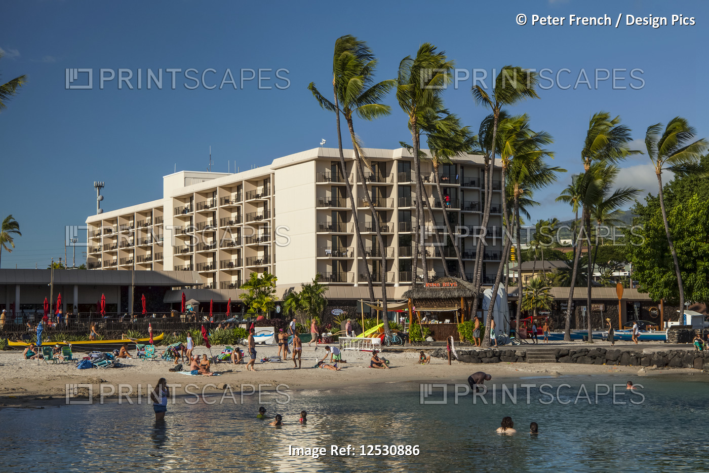 Tourists at King Kamehameha Hotel; Kailua-Kona, Island of Hawaii, Hawaii, ...