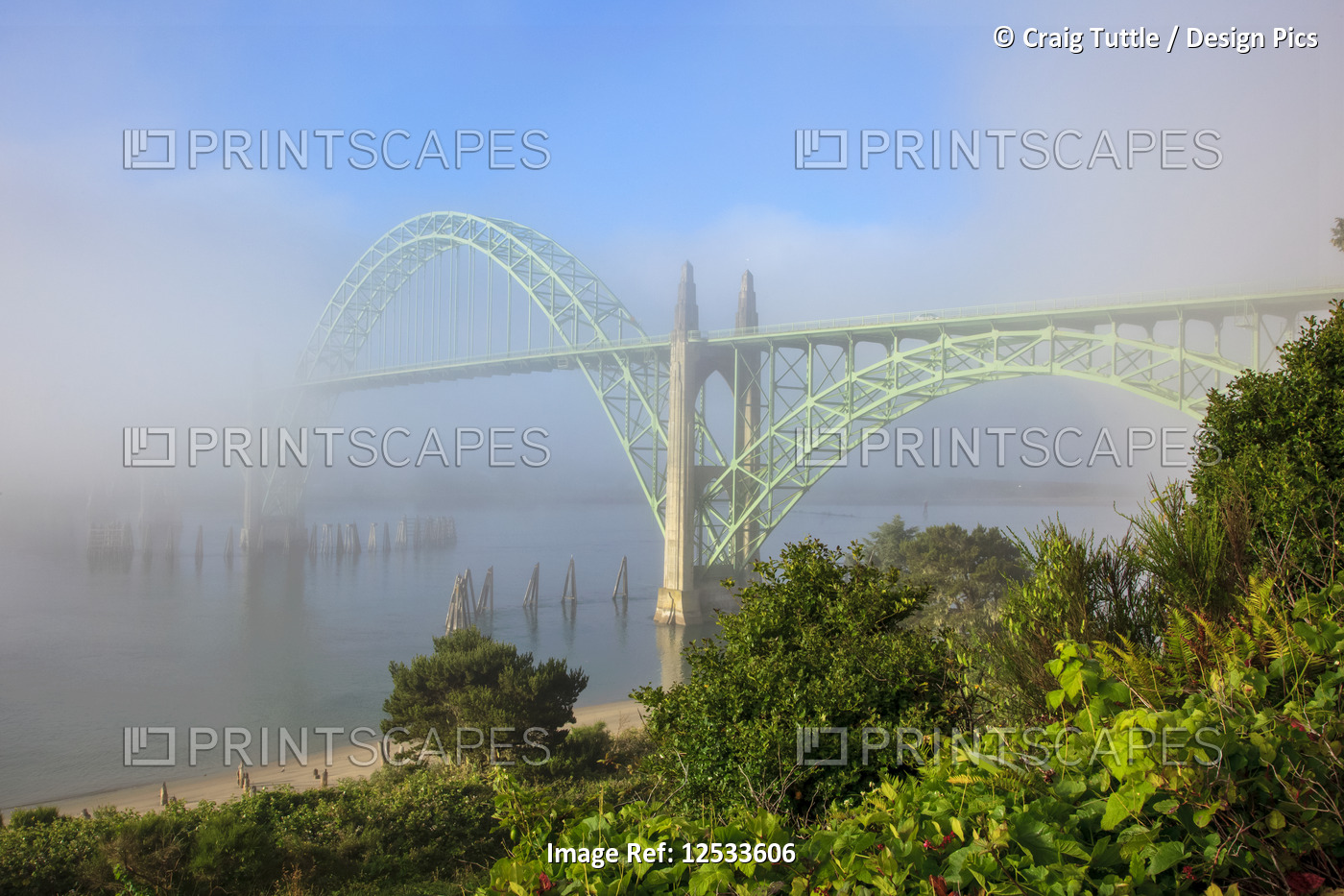 Yaquina Bay Bridge in the fog; Newport, Oregon, United States of America