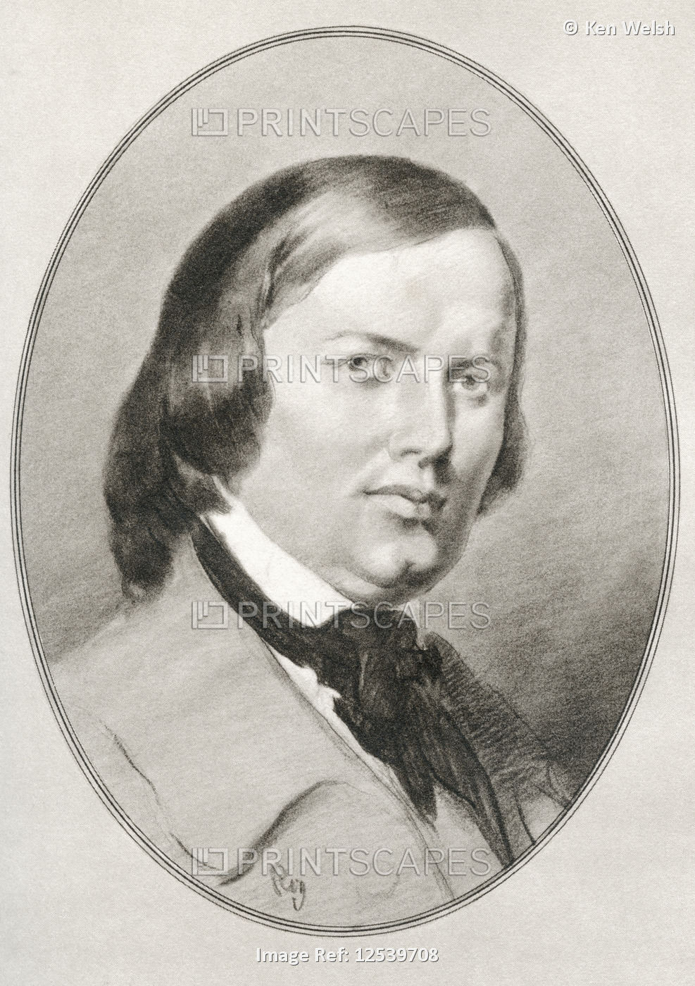 Robert Schumann, 1810 - 1856.  German composer and an influential music critic. ...