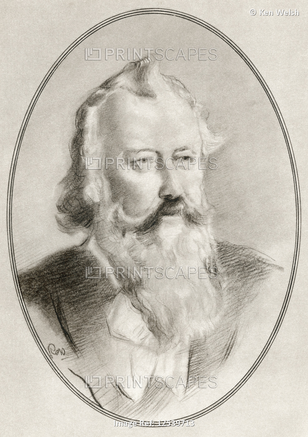 Johannes Brahms, 1833 - 1897.  German composer and pianist of the Romantic ...